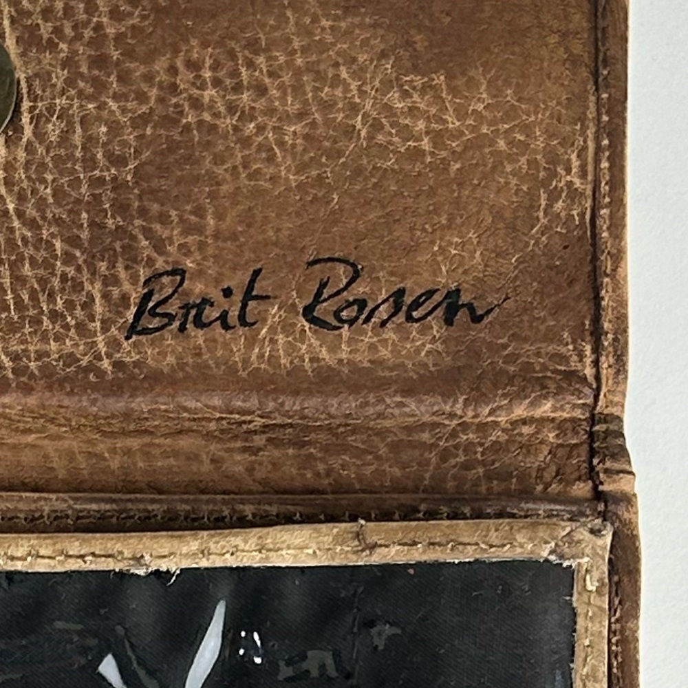 VINTAGE BRIT ROSEN HAND PAINTED LEATHER WALLET SIGNED - Picture 7 of 8